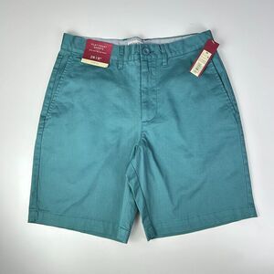 NWT Merona Turquoise Cotton Blend Stretch Flat Front Casual Chino Shorts Size 28